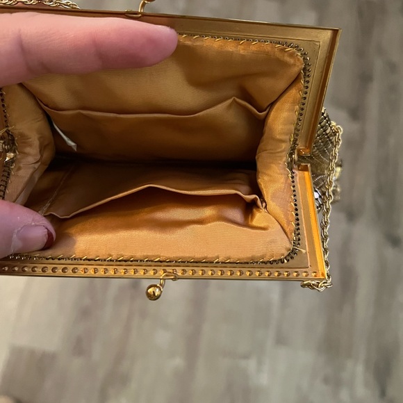 Whiting & Davis Goldtone Metal Mesh Bag Purse Chain Handle Vintage 1940s - Picture 7 of 9